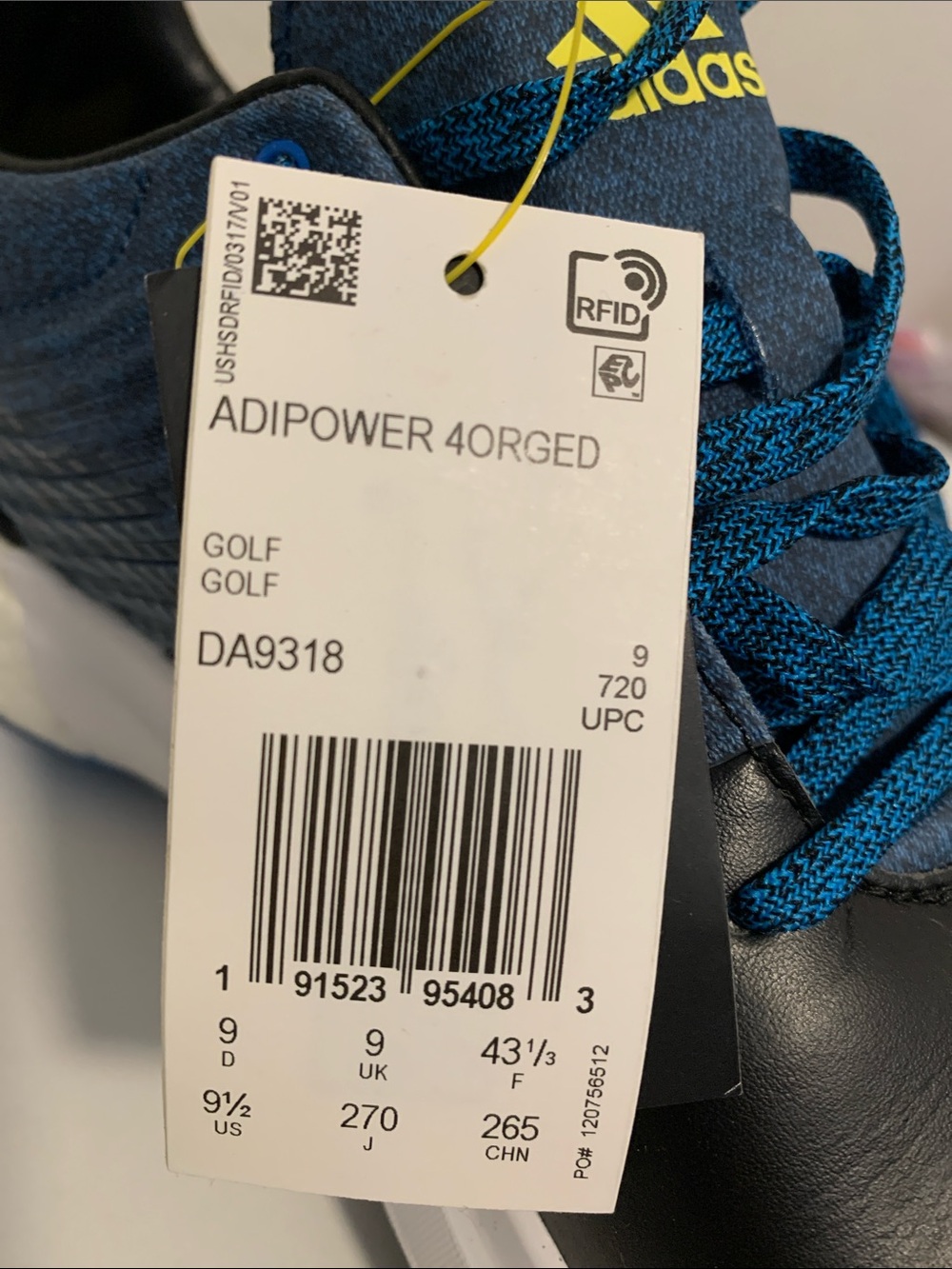 adidas Men's Black, Blue & White Golf Shoes - Picture 3 of 5